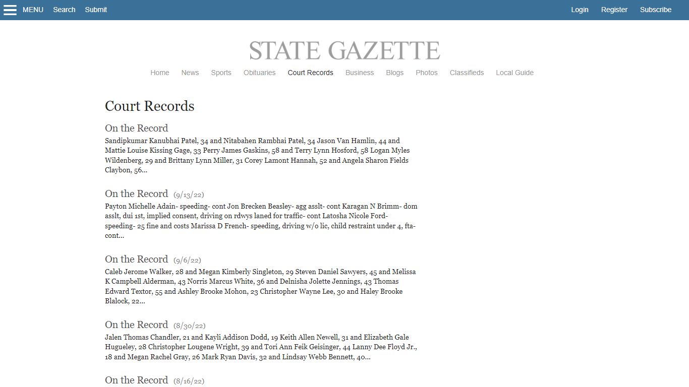 Court Records | Dyersburg State Gazette