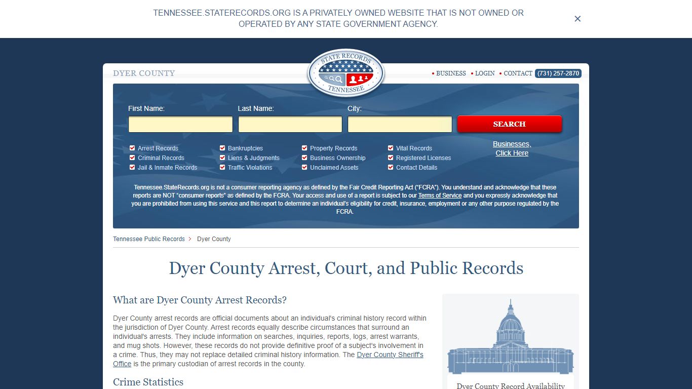 Dyer County Arrest, Court, and Public Records